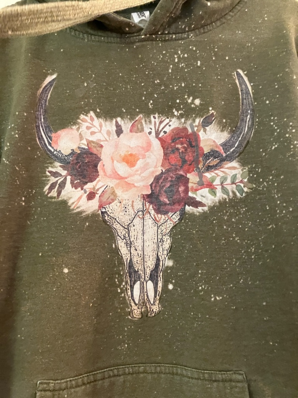 Western Floral Skull Pullover Hoodie - Picture 2 of 7